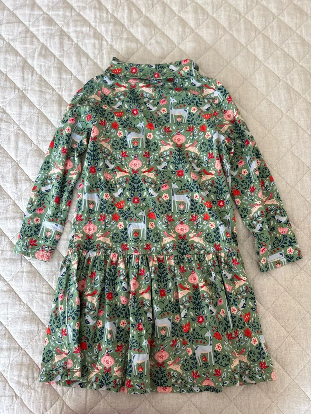 Duffield Lane Green Floral & Animal Print Long Sleeve Dress
